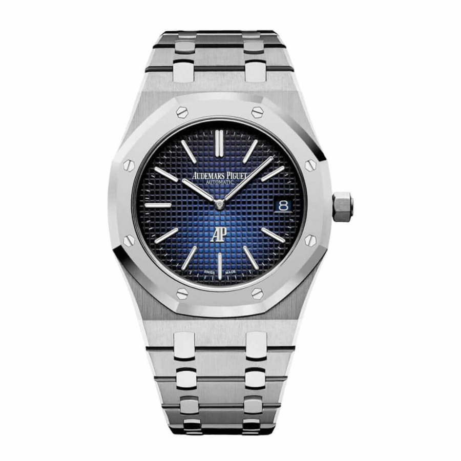 AP-Extra-Thin-Blue-Dial-Replica Audemars Piguet Royal Oak Jumbo Extra-Thin 16202ST Blue Dial - Image 1