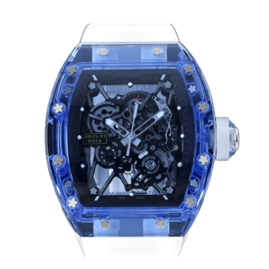 Richard-Mille-35-01-Blue-White-Rubber-Bracelet-Replica-2 Richard Mille RM 35-02 Blue and White Quartz TPT - Image 1
