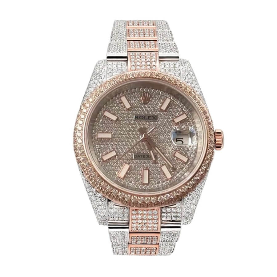 fully-iced-out-rolex-replica-5 Rolex Datejust 126303 Two-Tone Iced Out - Image 1