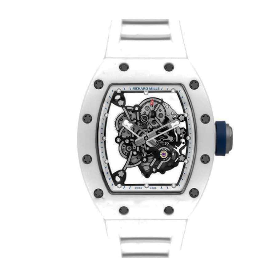 richard-mille-rm55-kv-white-ceramic-bubba-watson-japan-blue-skeleton-dial-m8215-replica Richard Mille RM 055 Bubba Watson - Image 1