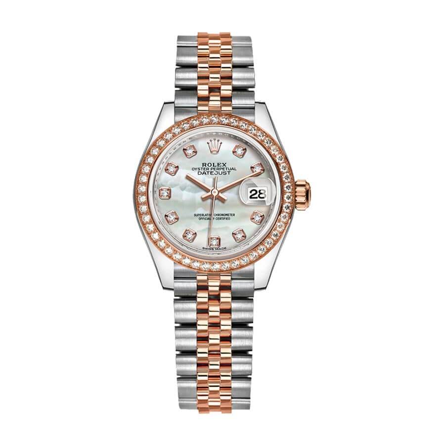 rolex-datejust-28mm-279381rbr-everose-gold-diamond-automatic-sundust-with-diamond-dial Rolex Lady-Datejust 279381RBR Everose Gold Sundust Diamond - Image 1
