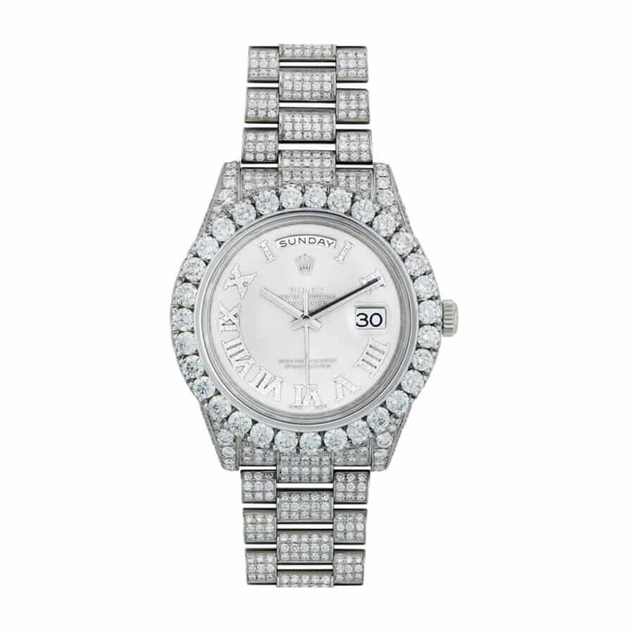 rolex-day-date-2-ii-president-white-gold-diamond-218239-white-dial-replica-1 Rolex Day-Date II Diamond-Set Timepiece 218239 - Image 1