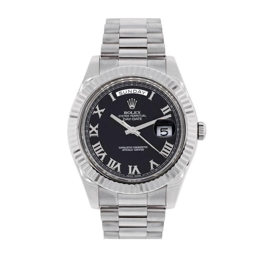 rolex-white-gold-day-date-ii-presidential-black-roman-dial-218239-replica Rolex Day-Date Presidential 218239 - Image 1